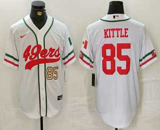 Men%27s San Francisco 49ers #85 George Kittle Number White Mexico Cool Base Stitched Baseball Jersey